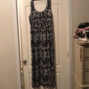 Long Black, Blue and White Tank Dress - Size XL